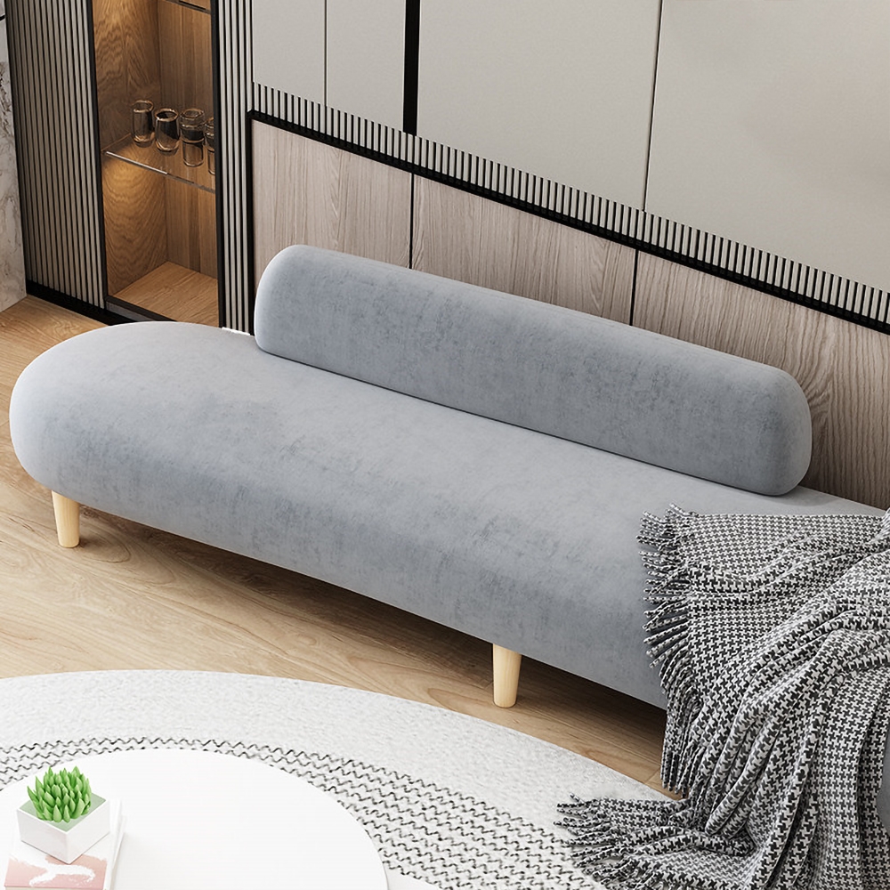 Modern 2400mm Upholstered Sofa Grey Velvet Couch 4-Seater Sofa Armless Sofa window image