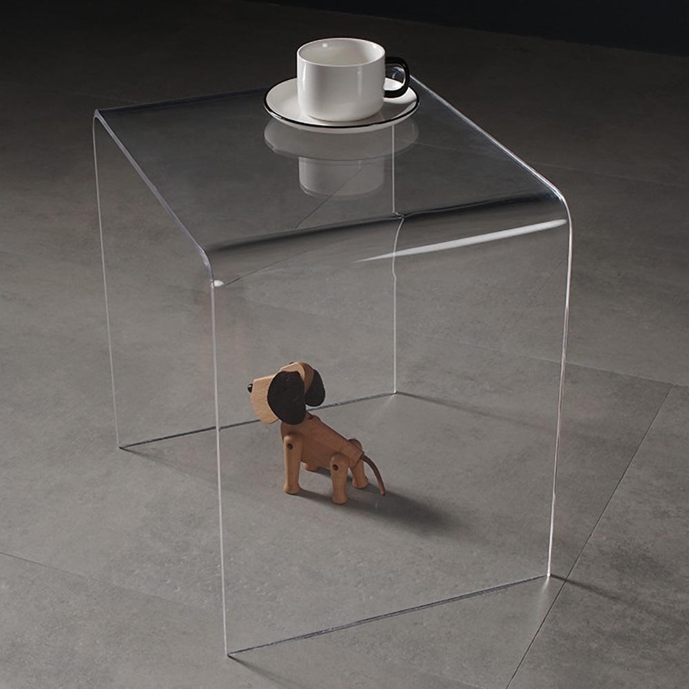 Modern Clear End Table Square Side Table PC Accent Table window image