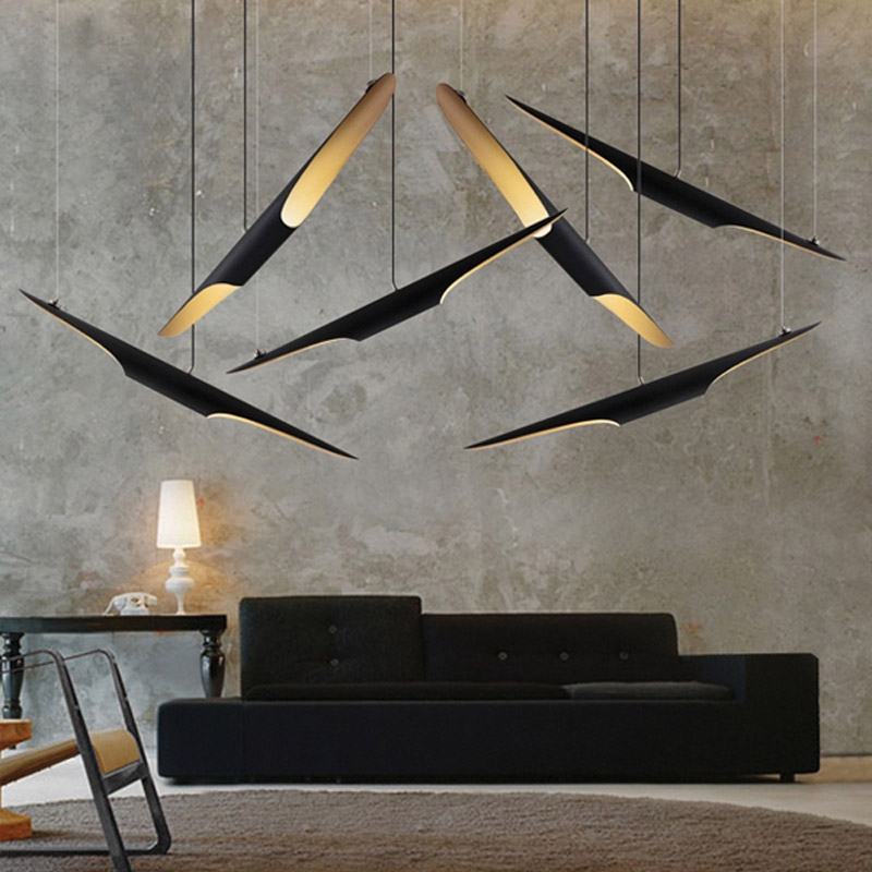 Fly Modern Freely Hanging Single Pendant Light 2-Light Finished in Black & Gold window image