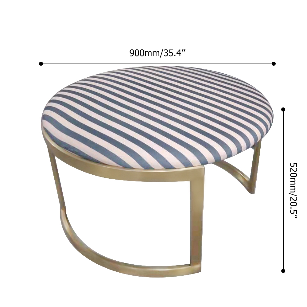 Modern Round Bench Upholstered Velvet Bench in Stainless Steel Legs window image