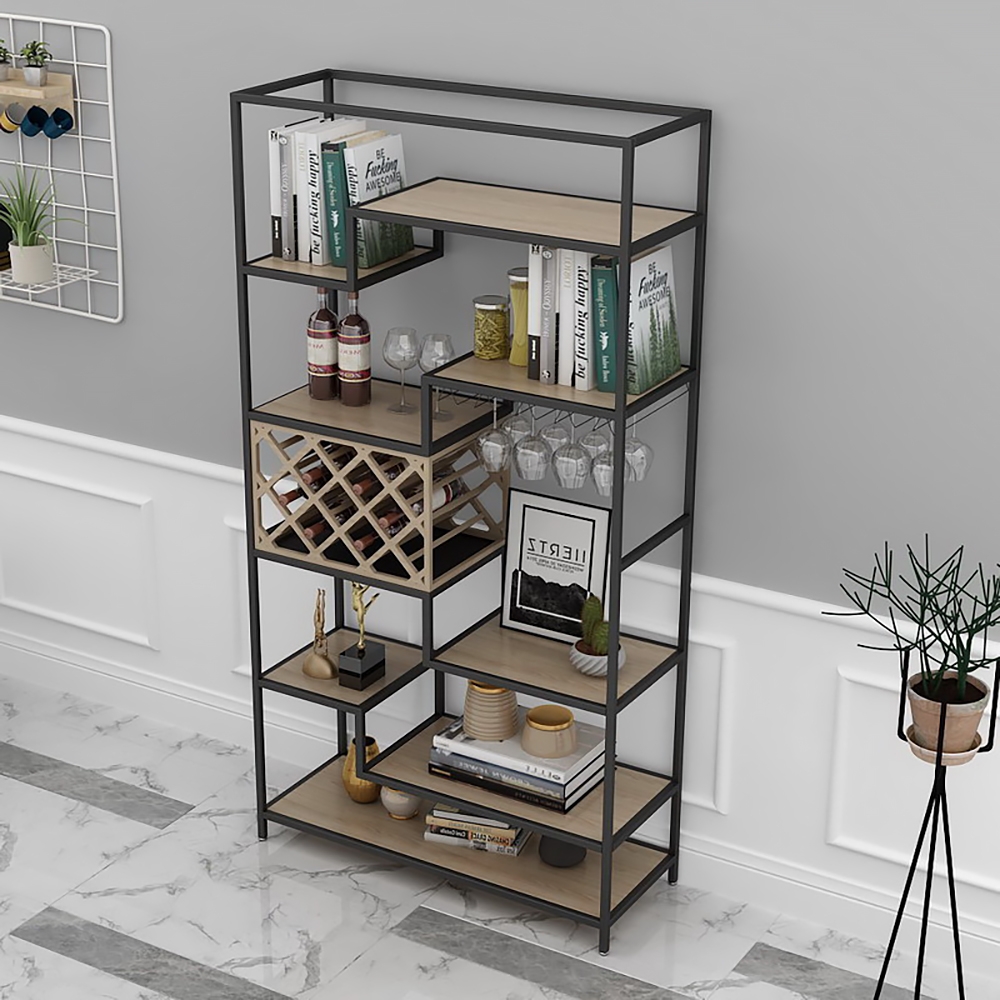 1200mm Modern Metal Shelving with Wine Rack&Wine Glass Rack window image