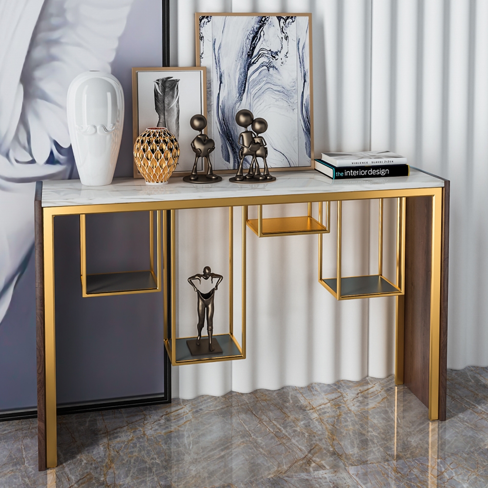Modern Rectangular Console Table with Storage Entryway Table window image