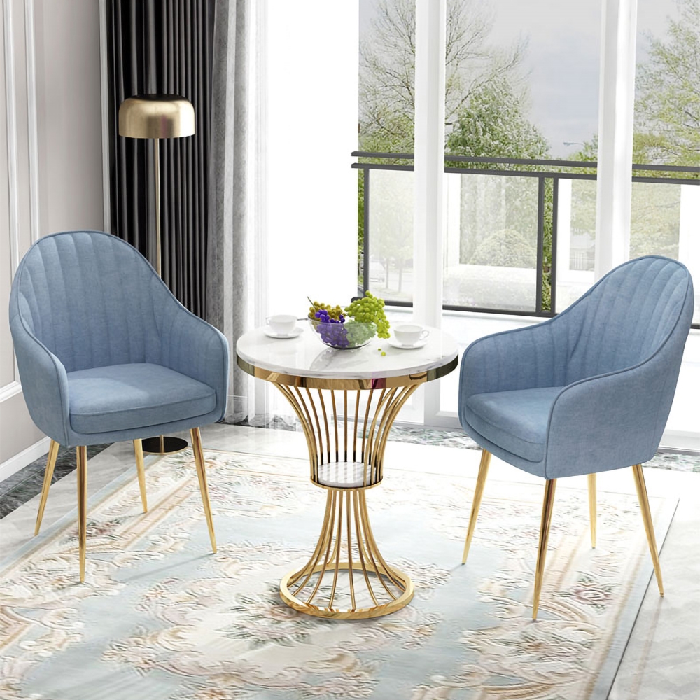 White Round Faux Marble Side Table Spiral-Shaped End Table in Gold window image