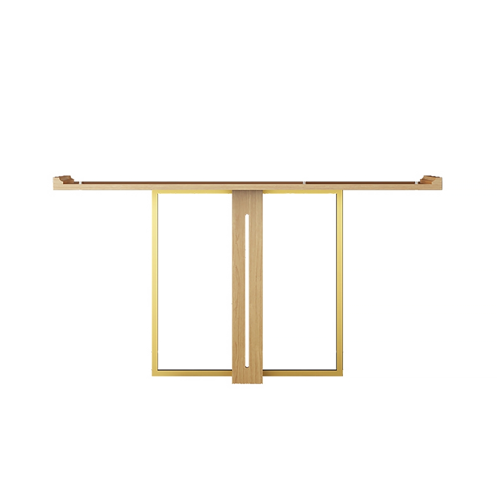 47" Narrow Console Table for Entryway Foyer Natural Solid Wood & Gold Metal in Large window image