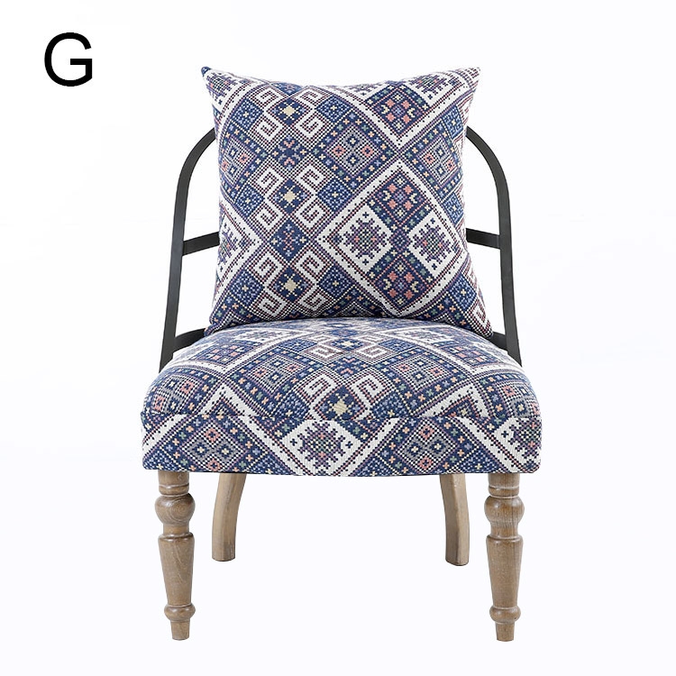 Retro Industrial Geometric Chair Armless Cocktail Chair Colorful Soft Fabric Slipper Chair with Back Pillow Style F window image