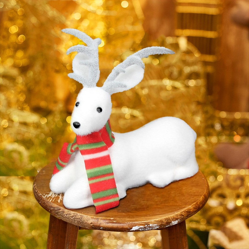 Christmas Decoration White Christmas Reindeer Cotton｜Homary