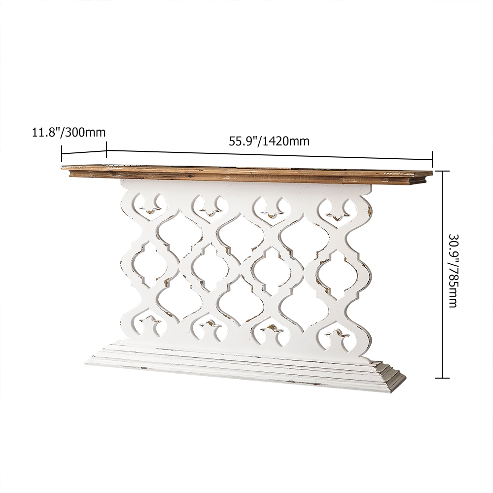 Porchway Fench Country 55.9" Narrow Console Table Wooden Top Entryway Table window image