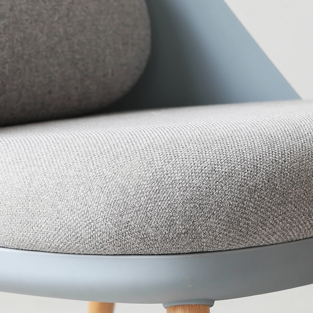 Modern Upholstered Blue Accent Side Chair with Wooden Legs window image