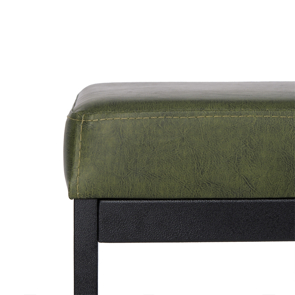 39.4'' Blackish Green Entryway Upholstered Bench with Faux Leather and Metal window image