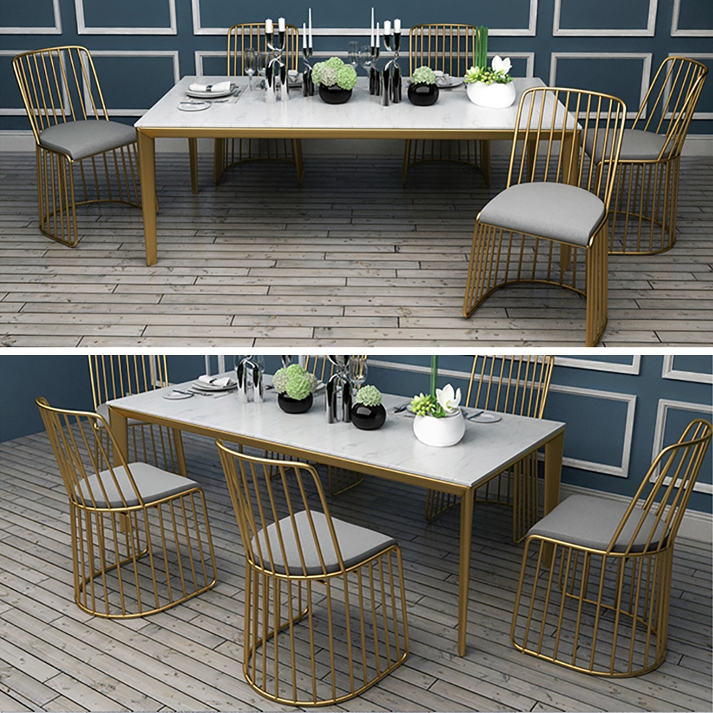 Modern Gold Dining Chair Grey Upholstered Dining Chair Velvet Dining Chair Set of 2 window image