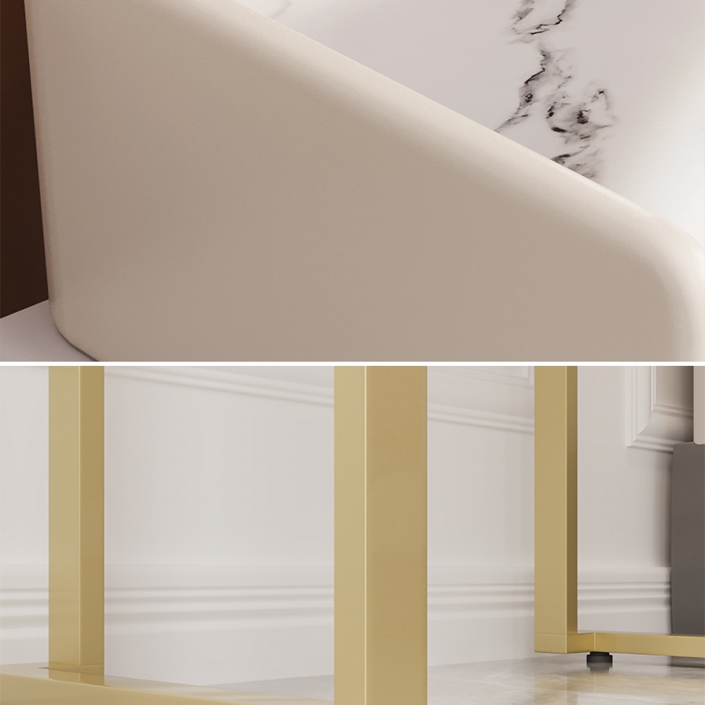 White Modern Dressing Makeup Vanity Expandable Dressing Table with Cabinet window image