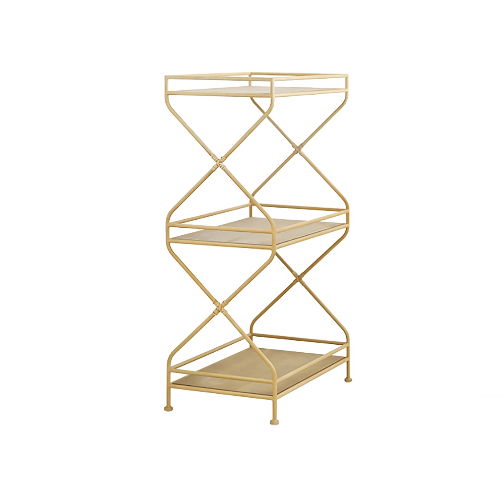 Natural Rectangular Bookshelf Modern Manufactured Wood&Metal Gold Bookcase with Shelves window image