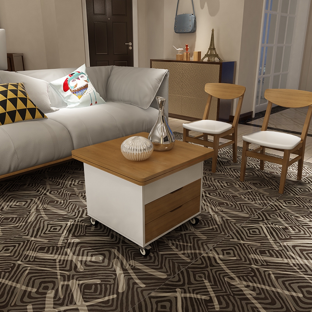 Modern Extendable Wood Coffee Table with Storage Square Coffee Table with Drawers window image