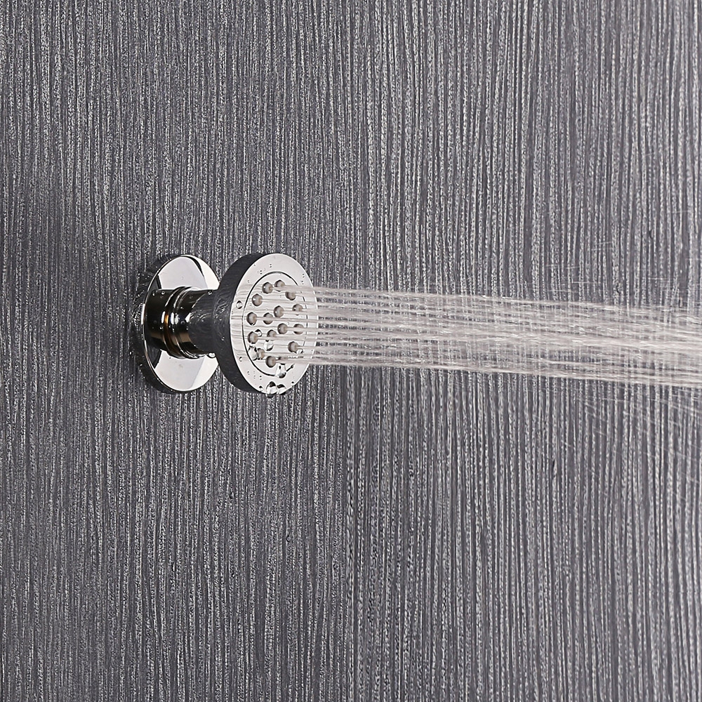 Round Wall Mount Solid Brass 1-Spray Adjustable Body Spray Shower Jet in Chrome window image