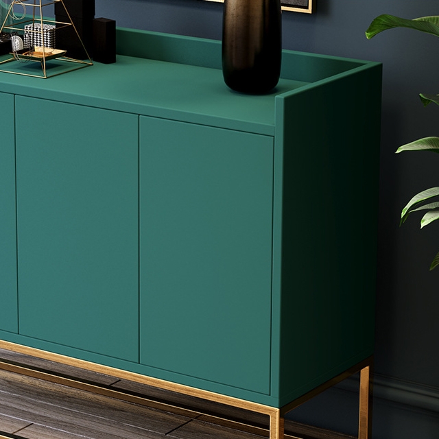 Modern 48" Green Buffet Sideboard Kitchen Sideboard Cabinet with 4 Doors in Gold window image