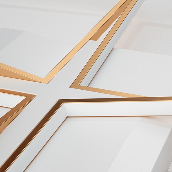 Modern Square LED Flush Mount Ceiling Light in Gold & White window image