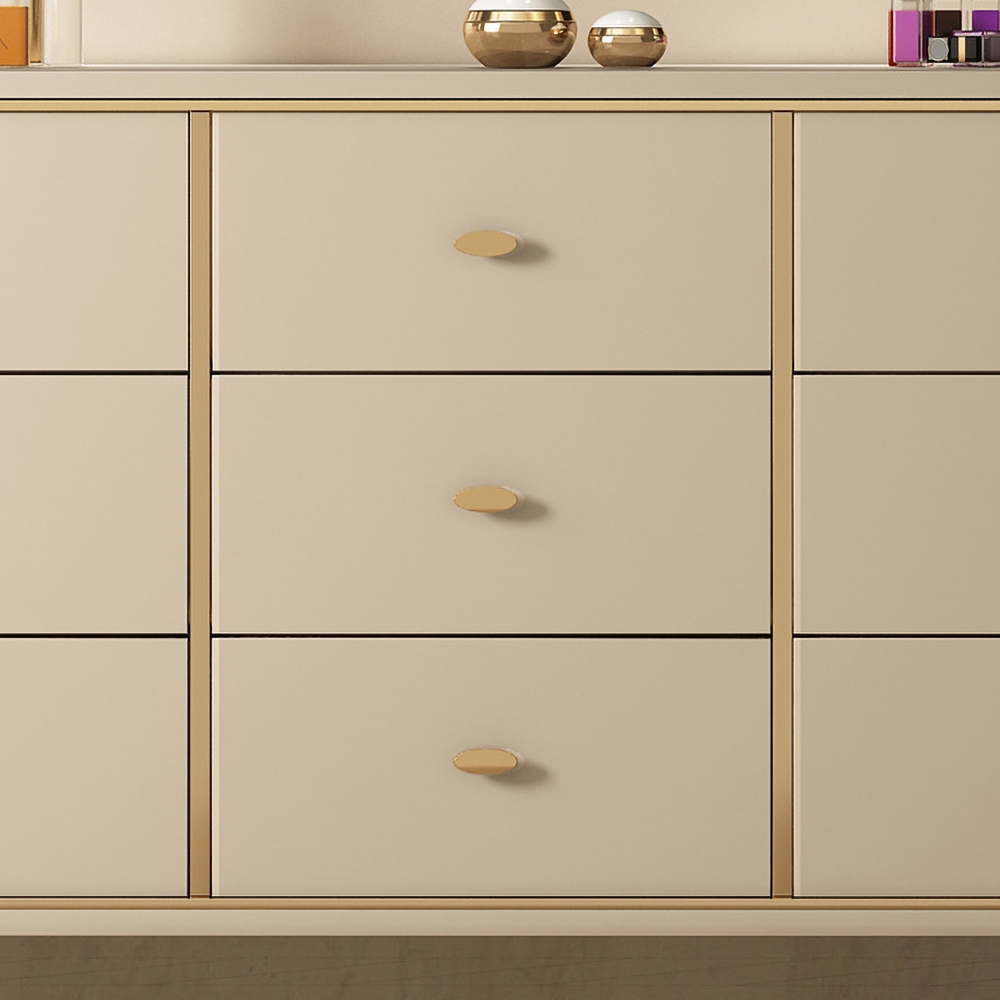 59" Contemporary Champagne Bedroom Dresser Accent Cabinet with 9 Drawers in Gold window image