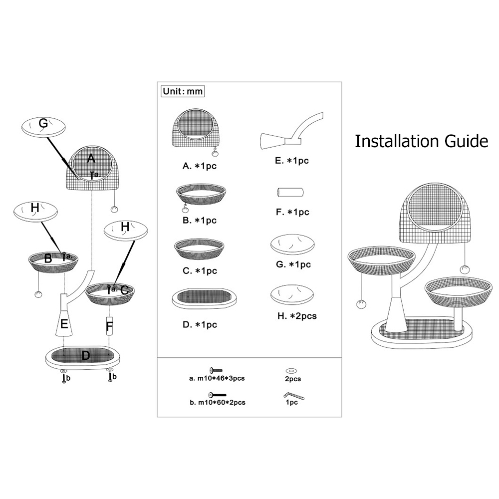 920mm Faux Fur Velvet Cat Tree Condo 3 Tier Woven Cat Bed and Perch window image