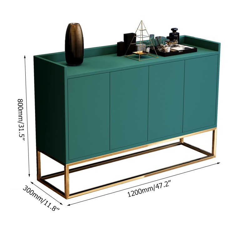 Modern 48" Green Buffet Sideboard Kitchen Sideboard Cabinet with 4 Doors in Gold window image