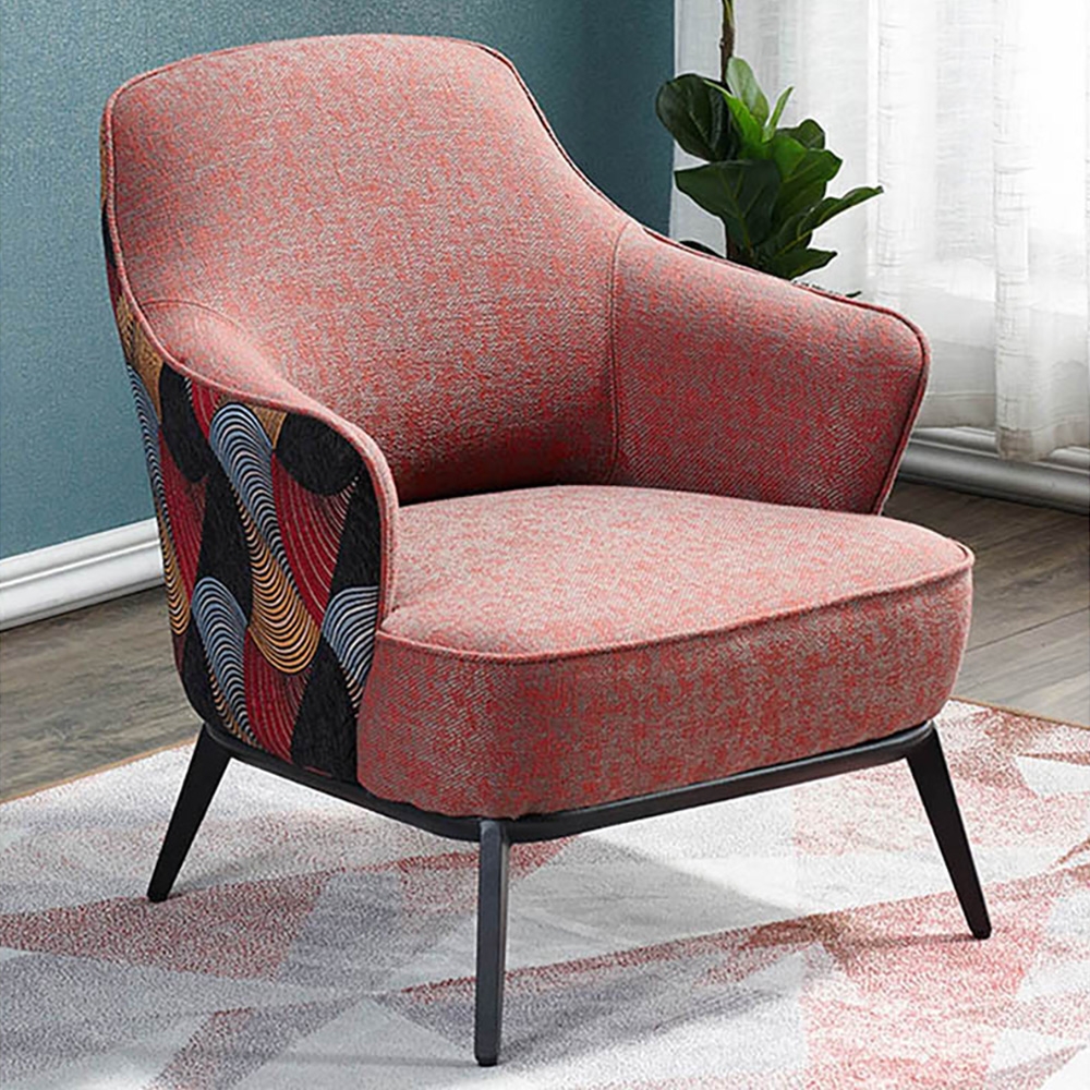 Retro Accent Chair Cotton&Linen Upholstered Accent Chair in Black window image