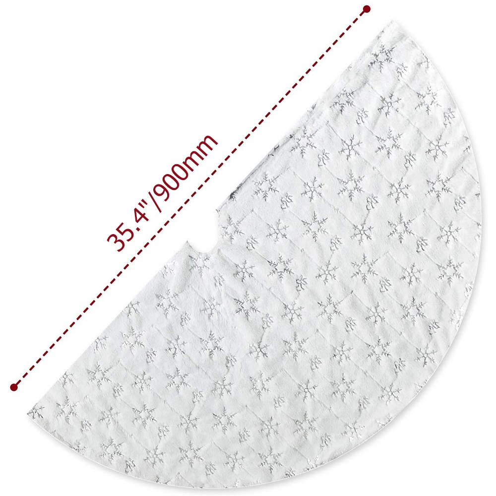 Christmas Decoration Tree Skirt Christmas Tree Foot Carpet with Silver Snowflake Sequins window image