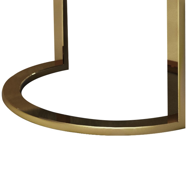 Modern Faux Leather Tan Upholstered Tufted Bench Gold Metal Bench Small window image