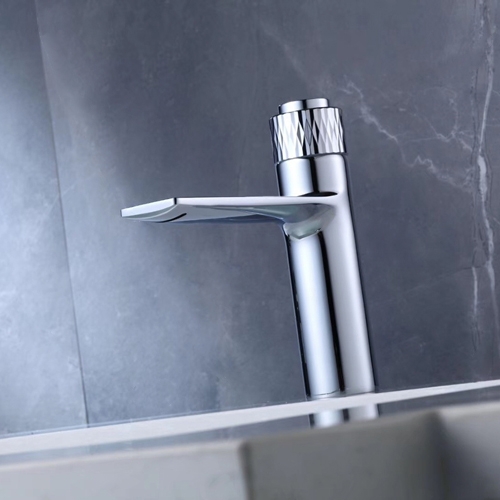 Waterfall Single Hole Bathroom Sink Faucet Solid Brass Push Button Polished Chrome window image