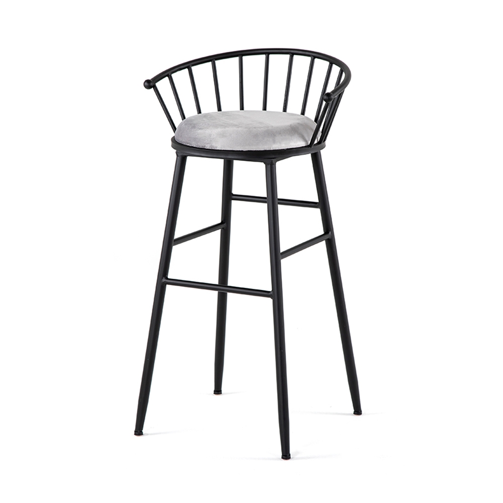 39.4" Height Bar Stool with Hollow Backrest Velvet Upholstery Bar Chair Set of 2 window image