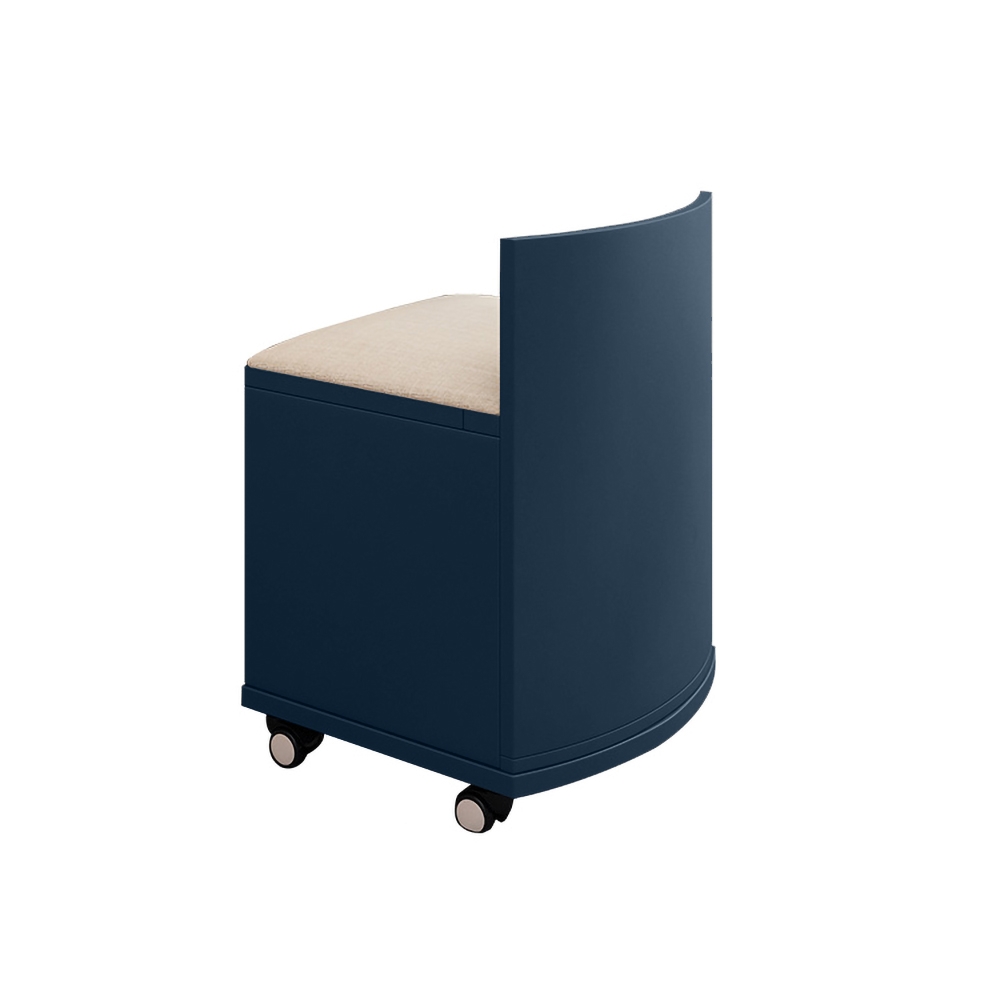 Modern Blue Lighting Makeup Vanity Table with Flip Top Mirror & 2-Door Stool Included window image