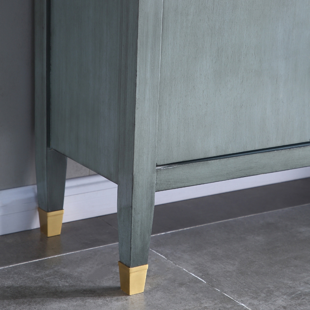 1194mm Grey Vintage Storage Cabinet with 3 Doors & 3 Drawers & 4 Shelves in Gold Finish window image