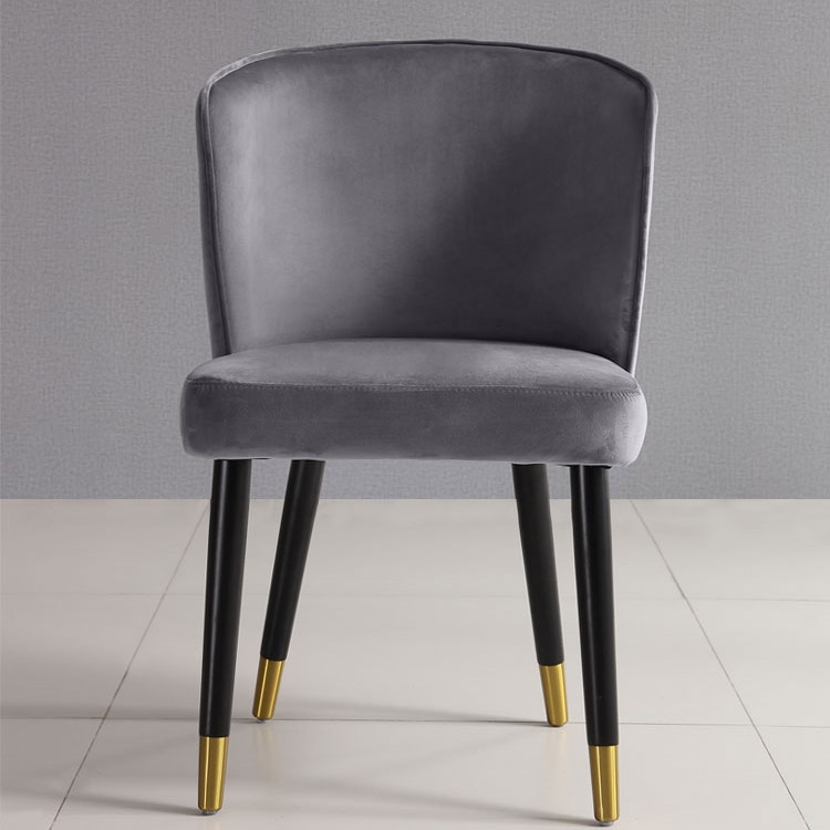 Upholstered Dining Chairs Round Back Velvet Dining Chairs Mid-Century Scallop Chair Gray Set of 2 window image