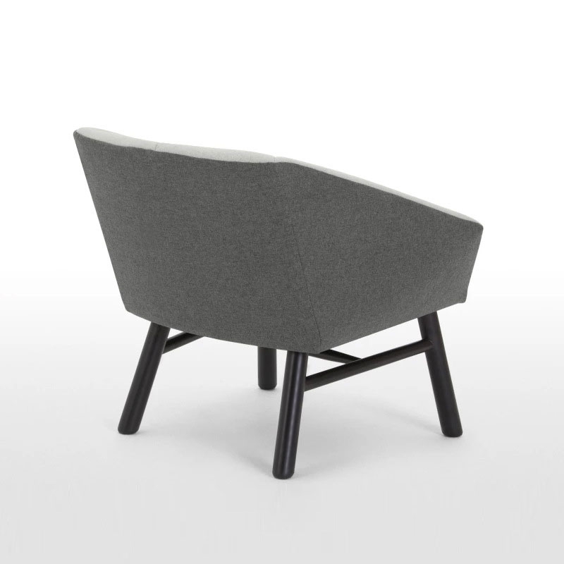 Modern Minimalist Gray Fabric Upholstered Accent Chair Geometric Armchair window image