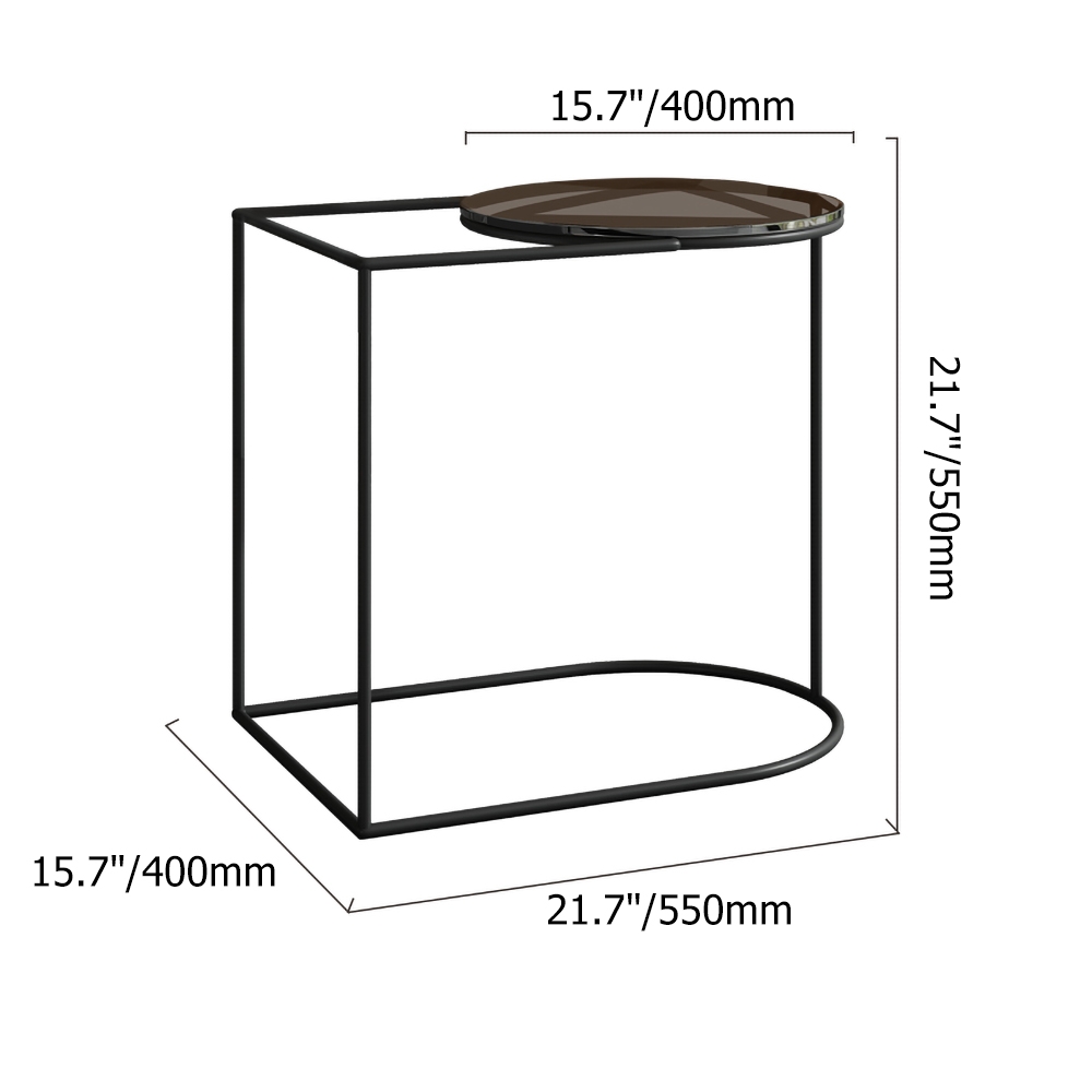 Modern Metal Side Table Black Side Table with Newspaper Rack window image