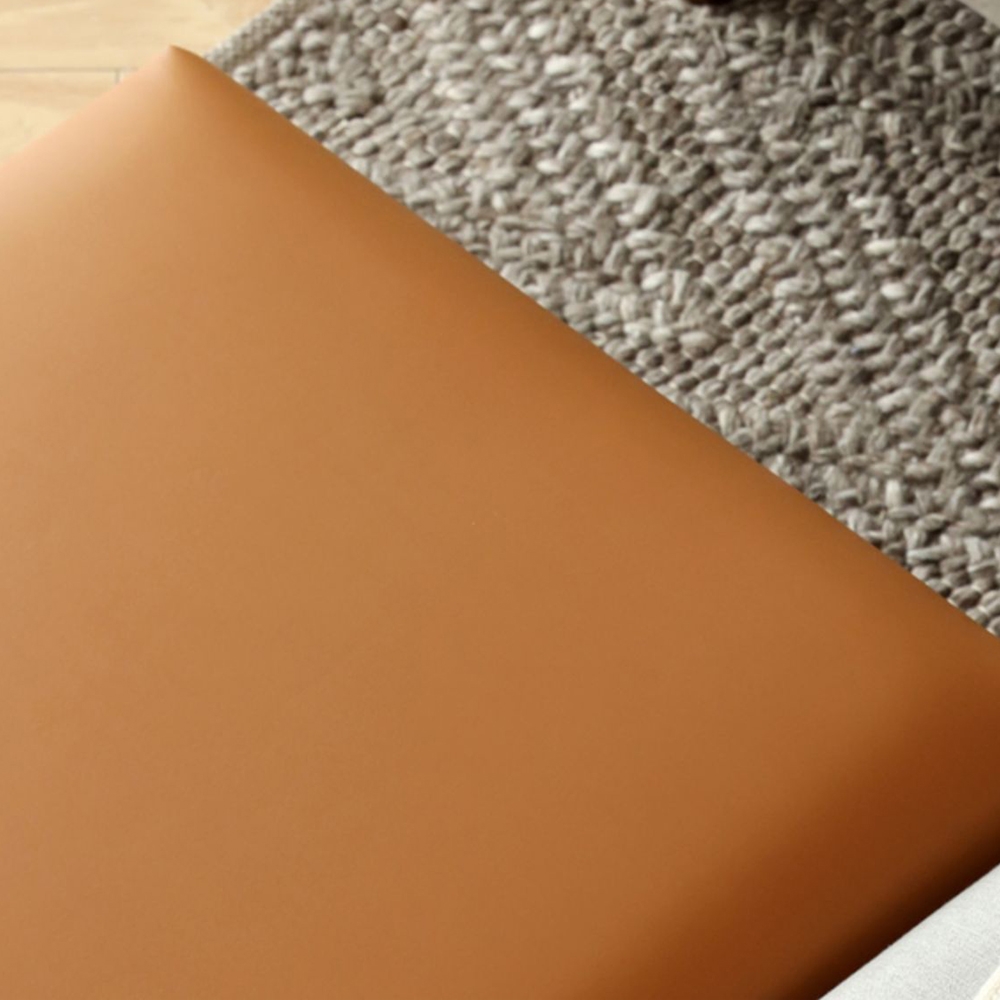 Modern Rectangular Ottoman Grey&Brown PU Leather and Cotton Upholstered Bench window image