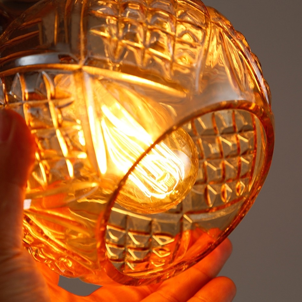 Gloria Vintage Decanter Amber Bottle Glass Shade Pendant Light 1-Light window image