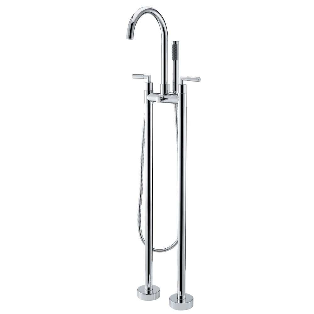 Stev Dual Lever Handle Floor Mounted Clawfoot Tub Filler Faucet in Polished Chrome Solid Brass window image