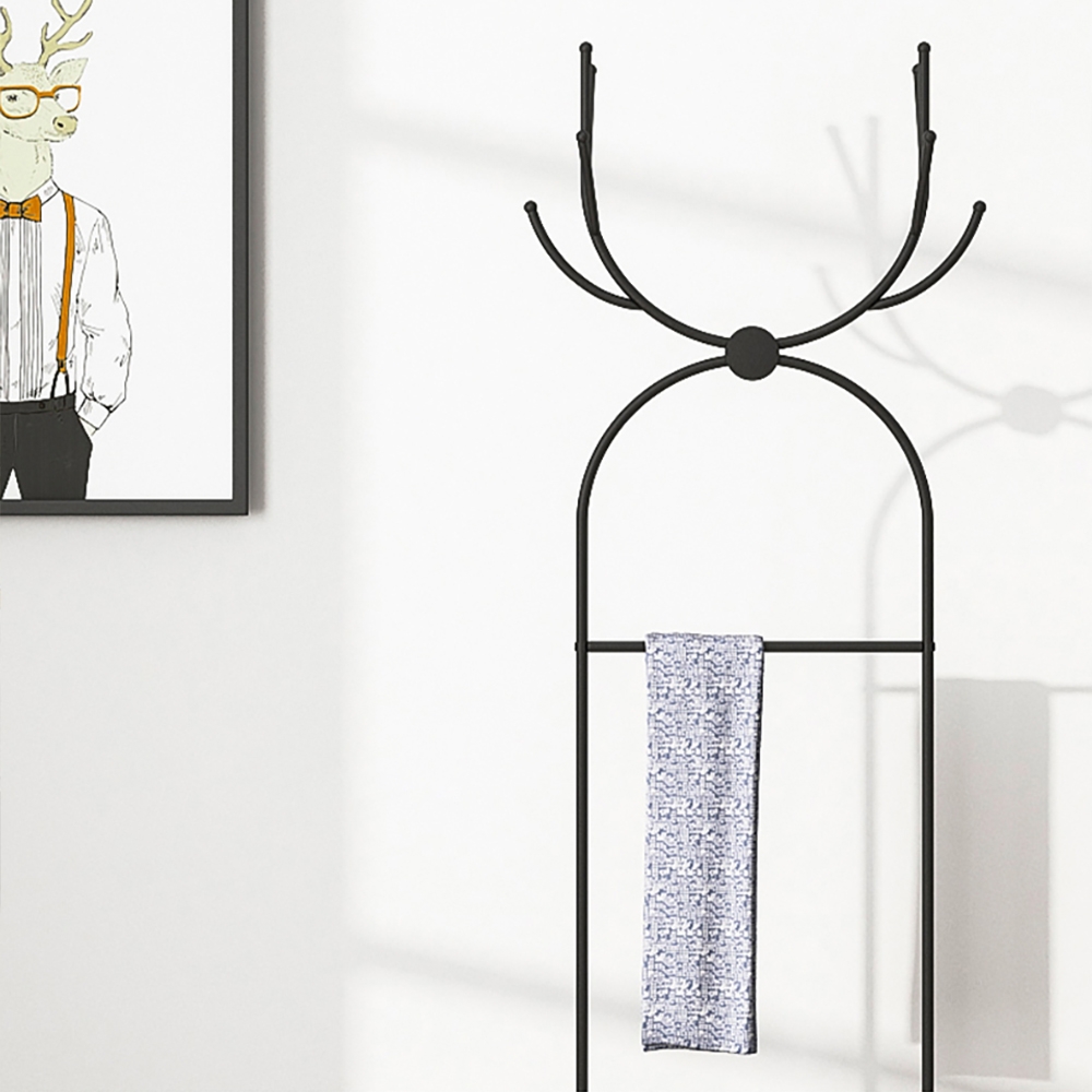 1750mm Black Scandinavian Style Antler Cloth Rack with Shelf window image
