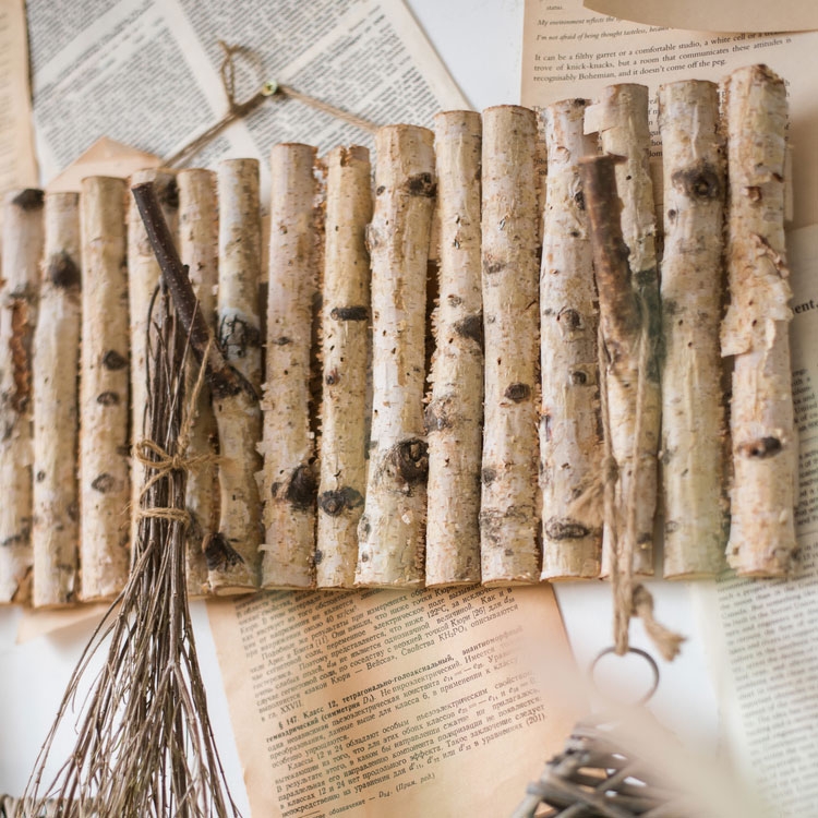 Farmhouse Rustic Rectangular Natural Birch Wood Coat Rack Wall Mounted Hook Rack with 2 Hooks window image