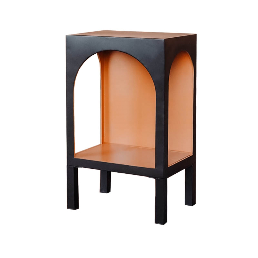 Black & Orange Modern End Table with Storage 2- Tiered Side Table window image