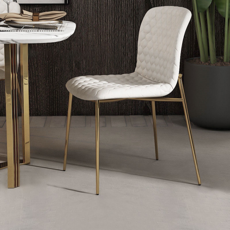 Upholstered Dining Chair White Velvet Dining Chair Gold Legs Side Chairs Set of 2 window image