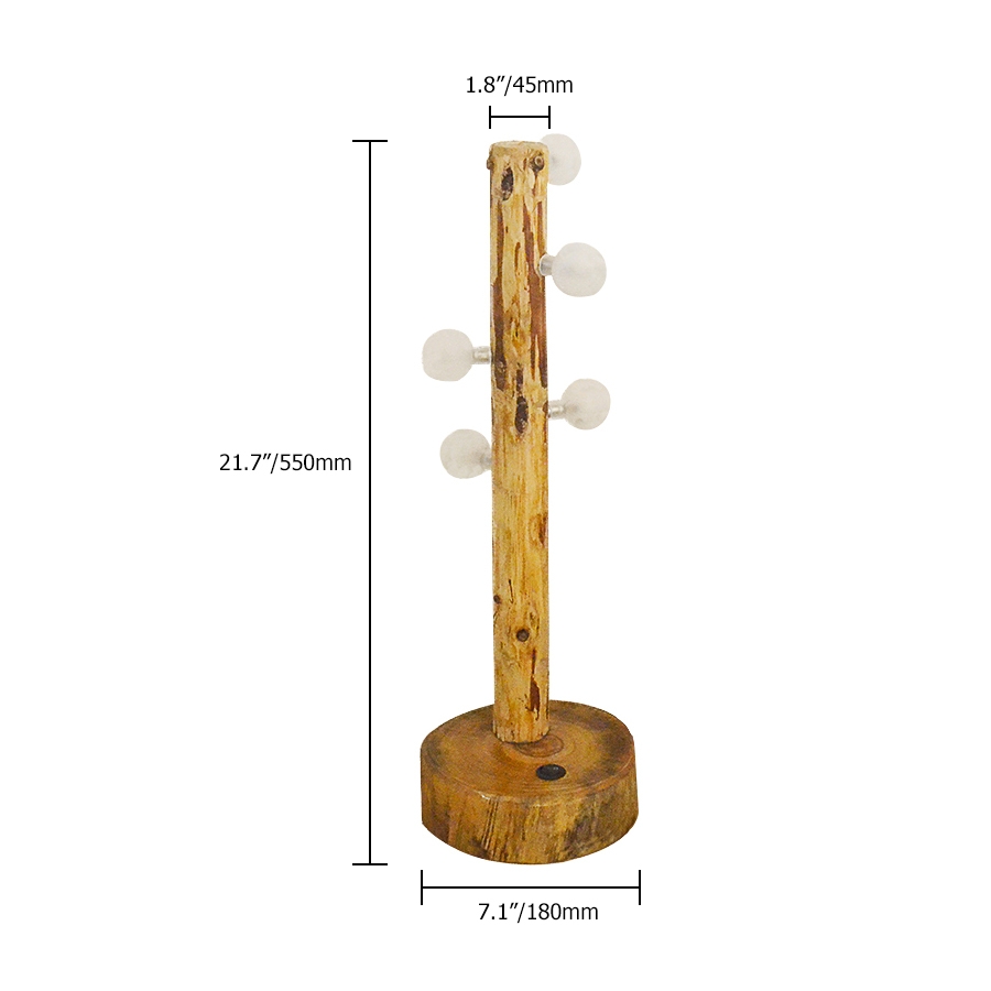 Round Lamp Tree Farmhouse Natural Cedarwood 5-Light Tree Trunk Table Lamp White Glass ...