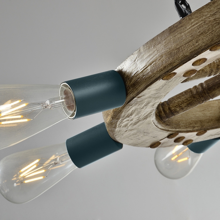 Vintage Farmhouse Distressed Wagon Wheel Light Fixture 8-Light Wagon Wheel Chandelier Black Metal window image