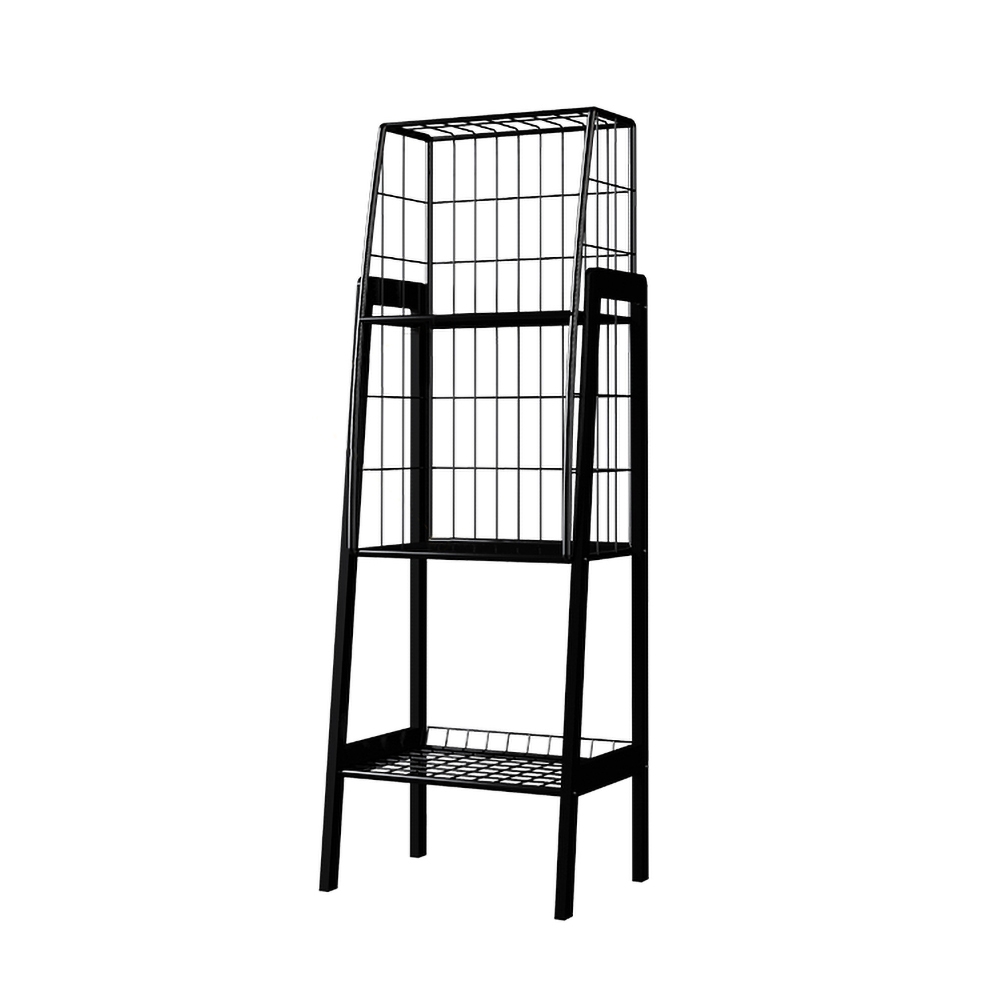 Industrial Black Bookshelf with 3-Tier Basket Office Bookcase window image