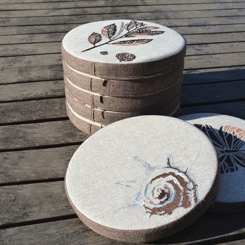 Cottage Round Chair Cushion Embroidered Seat Cushion Indoor/Outdoor Jacquard Chair Pad Style C window image