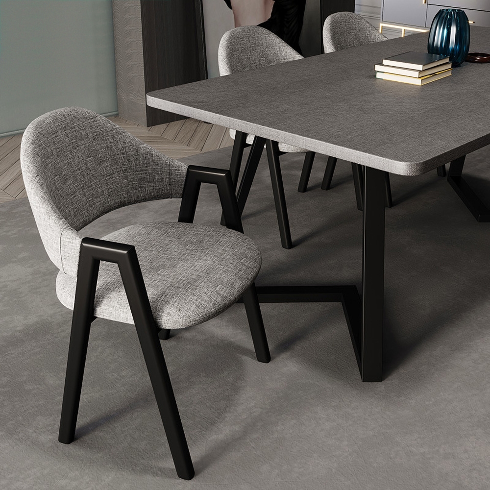 Questions and Answers for Gray Linen Upholstered Dining Chair Curved Back Chair 8-Pieces