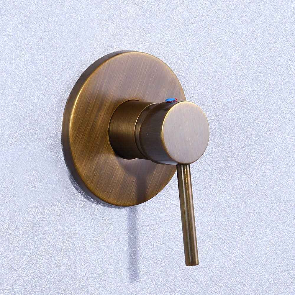 Brewst Antique Brass Ceiling Rain Shower Head Only Wall-Mount Shower System & Single Lever window image