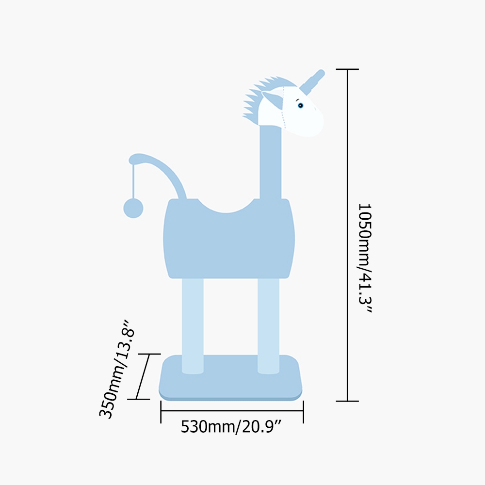41" Unicorn Cat Tree Tunnel Claw-Scratch Post Sisal Teasing Ball Irridescent window image