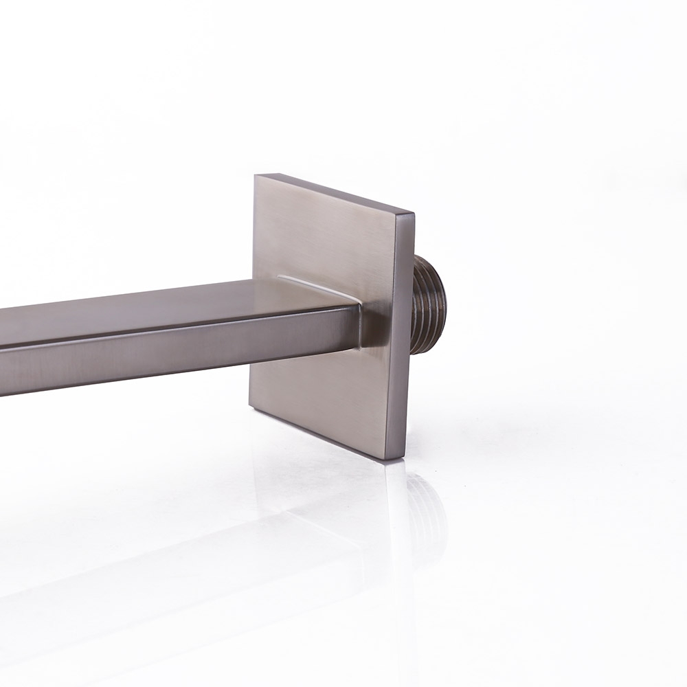 Contemporary Brushed Nickel Curved Bath Filler Spout Wall Mount Stainless Steel window image