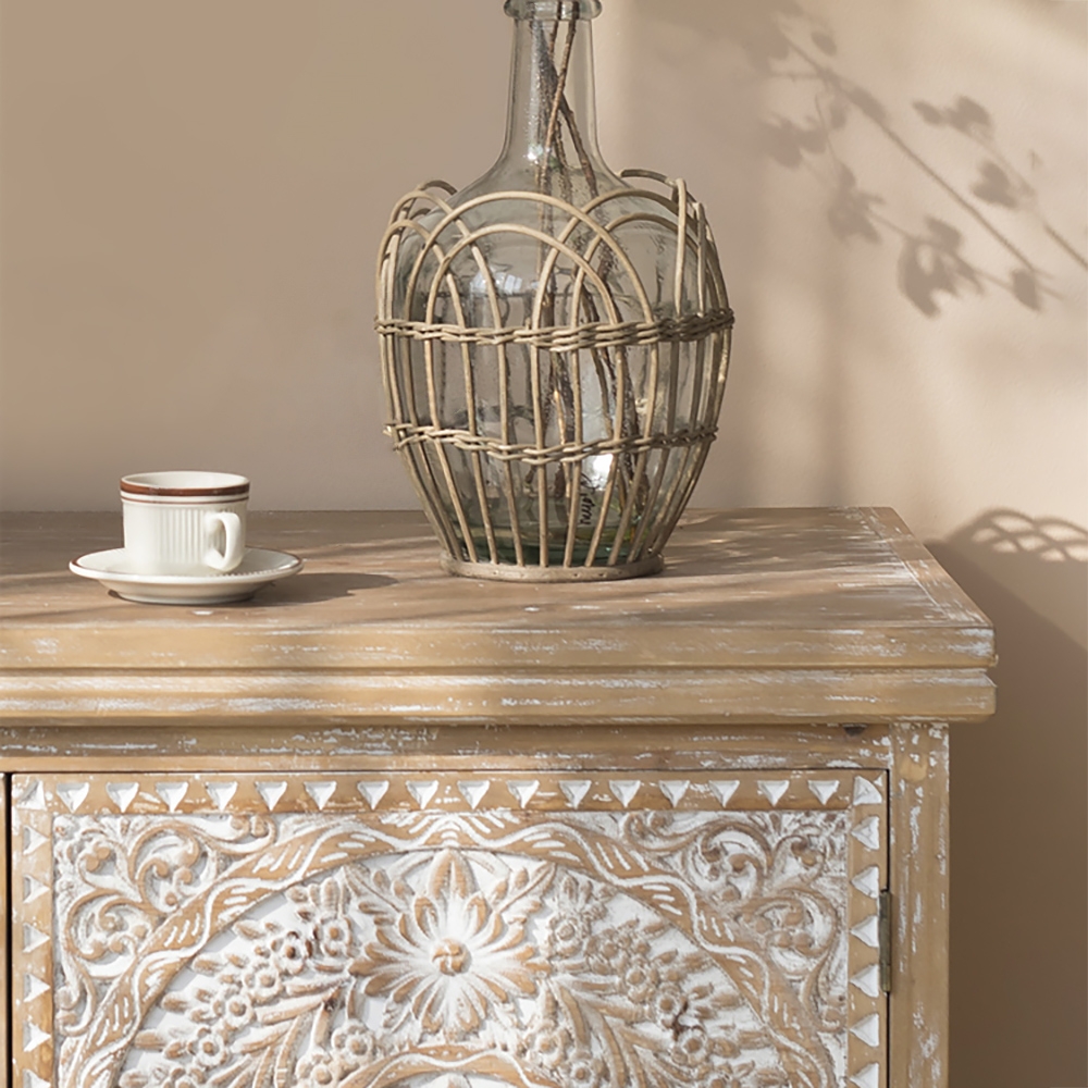 Farmhouse Wood Sideboard Console Cabinet with Storage 2 Door window image
