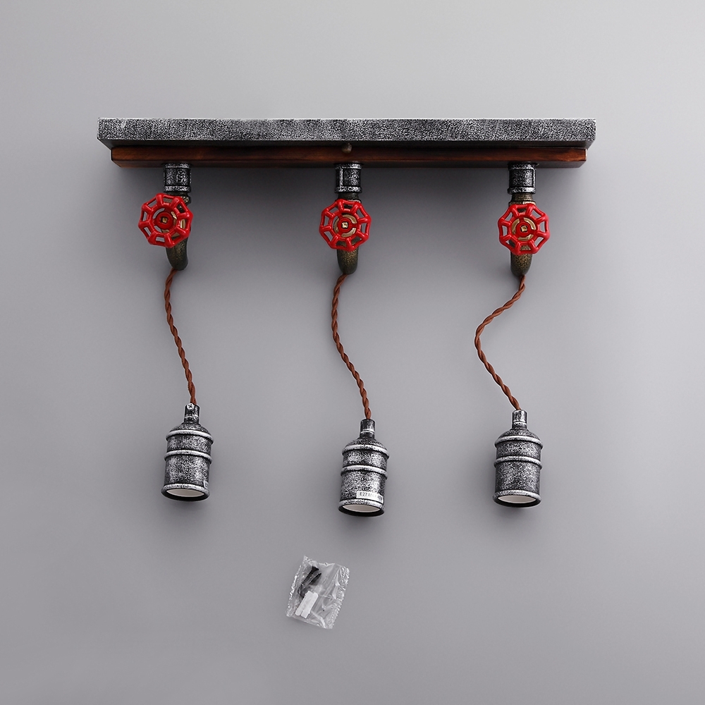 Industrial Loft Metal Water Pipe 3-Light Wall Sconce with Exposed Edison Bulb window image